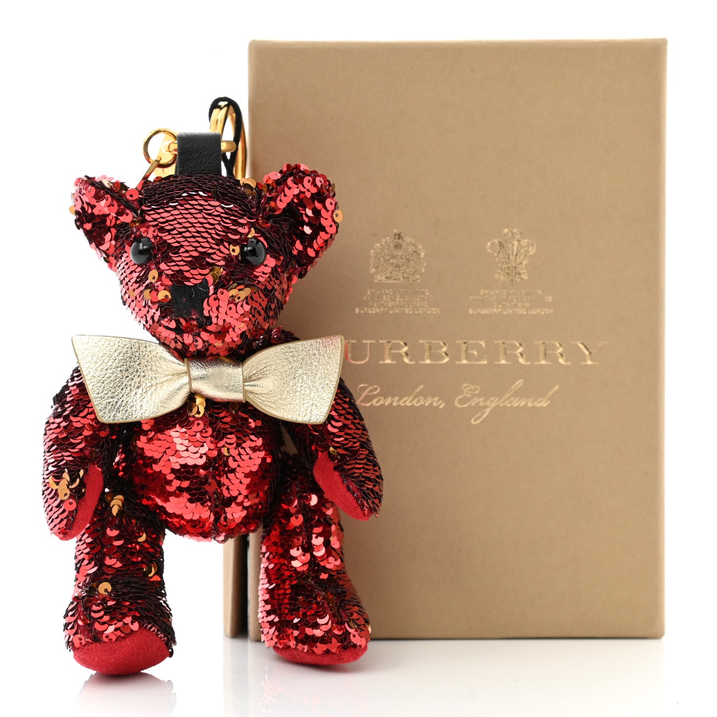 Sequin Thomas Teddy Bear Keychain Charm Red