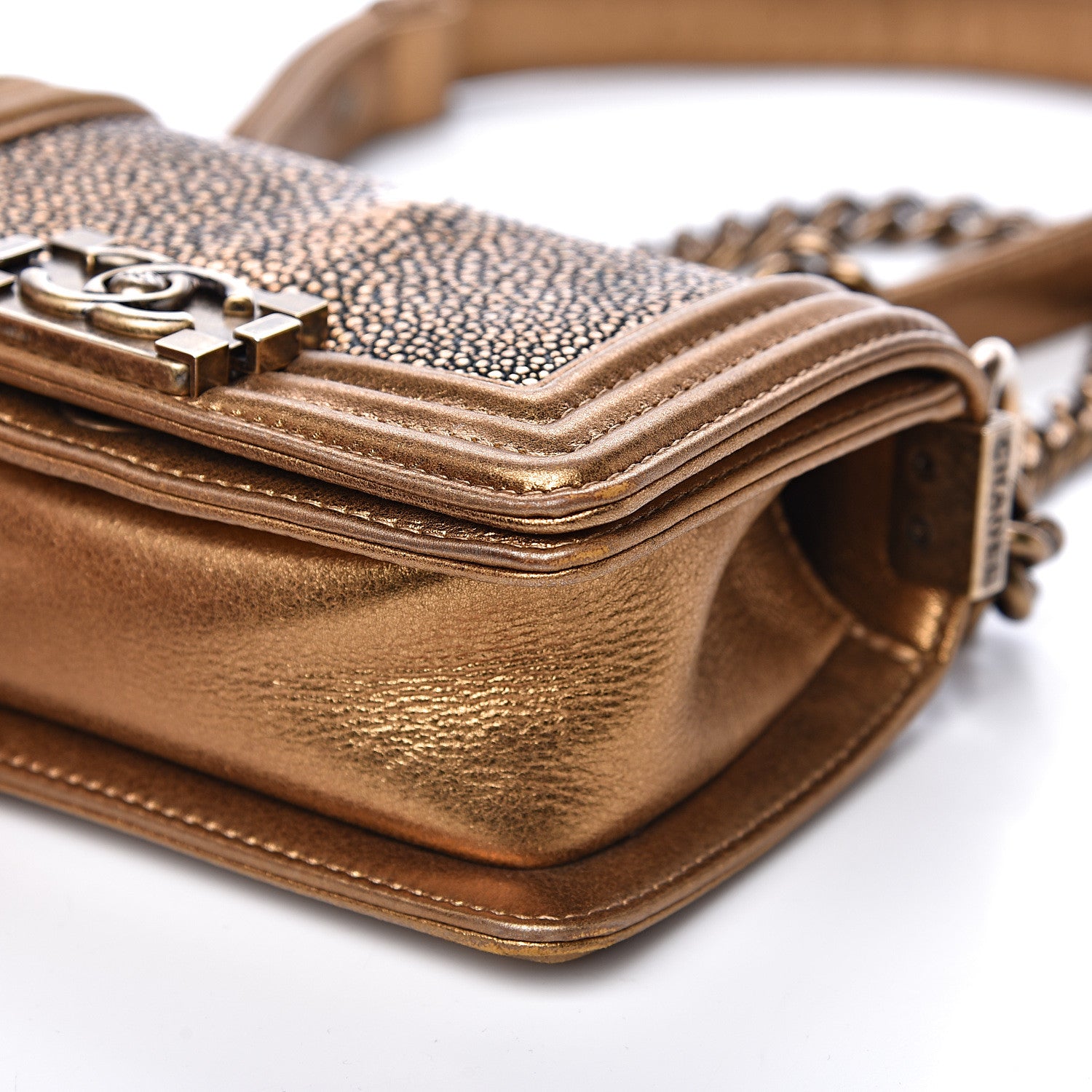 Chanel Galuchat Stingray Mini Boy Flap Gold 8 of 16
