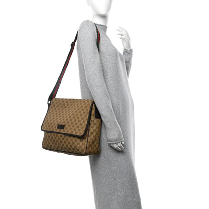Gucci Monogram Web Medium Flap Messenger Beige Dark Brown 2 of 10