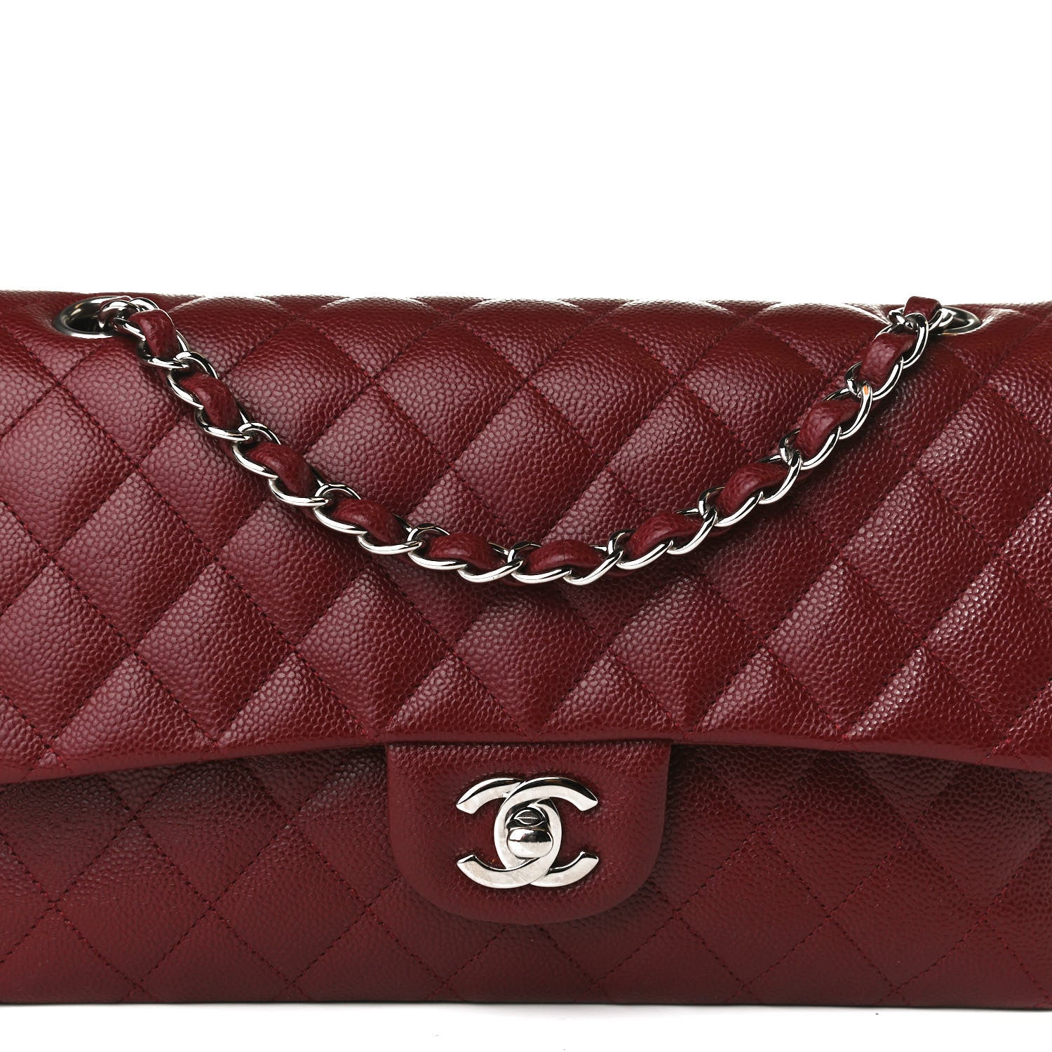 Chanel Caviar Quilted Medium Double Flap Dark Red 8 of 12