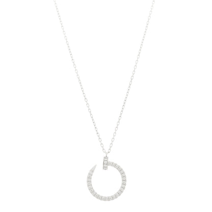 Cartier 18K White Gold Diamond Juste Un Clou Paved Pendant Necklace 1 of 6