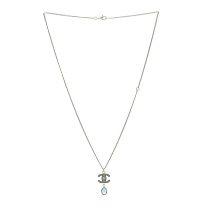 Chanel Enamel CC Drop Necklace Silver 3 of 4