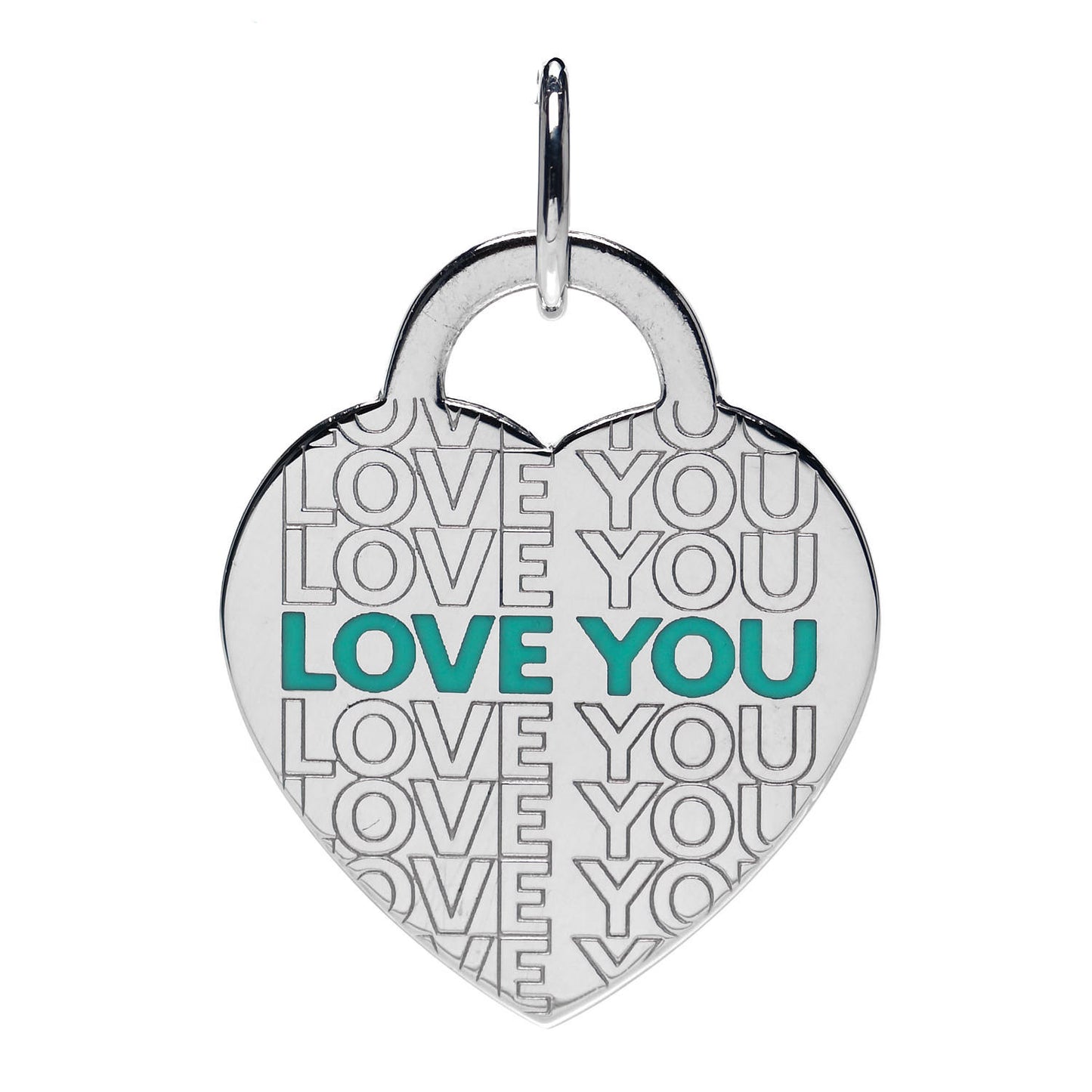 Sterling Silver Enamel LOVE YOU Heart Charm Blue