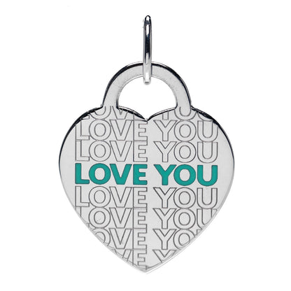 Tiffany Sterling Silver Enamel LOVE YOU Heart Charm Blue 1 of 3