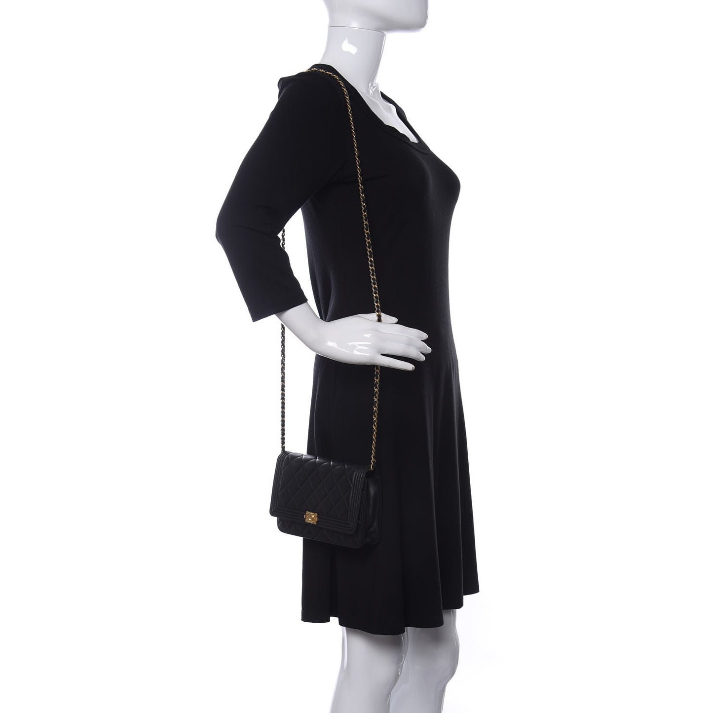 Lambskin Quilted Boy Wallet On Chain WOC Black