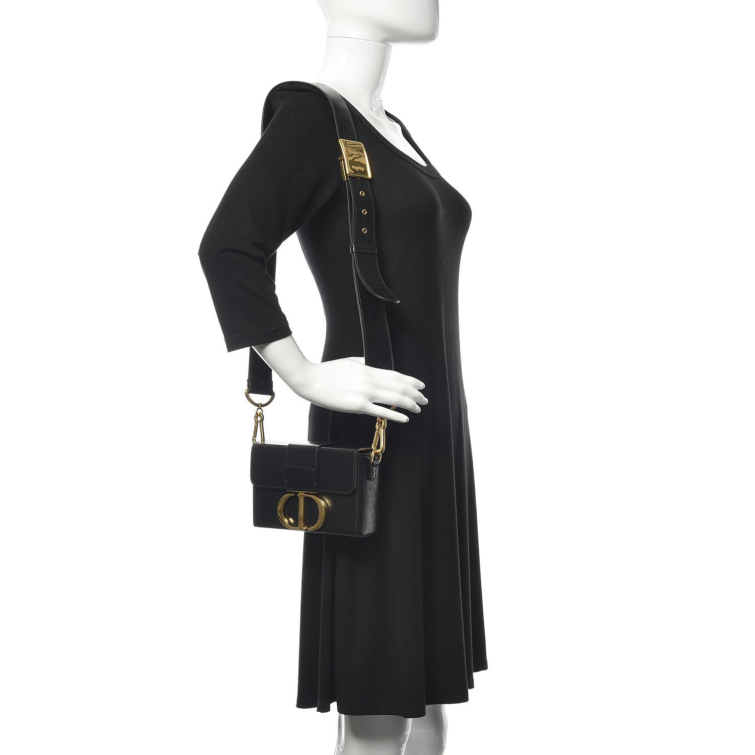 Christian Dior Crackled Lambskin 30 Montaigne Box Bag Black 2 of 9