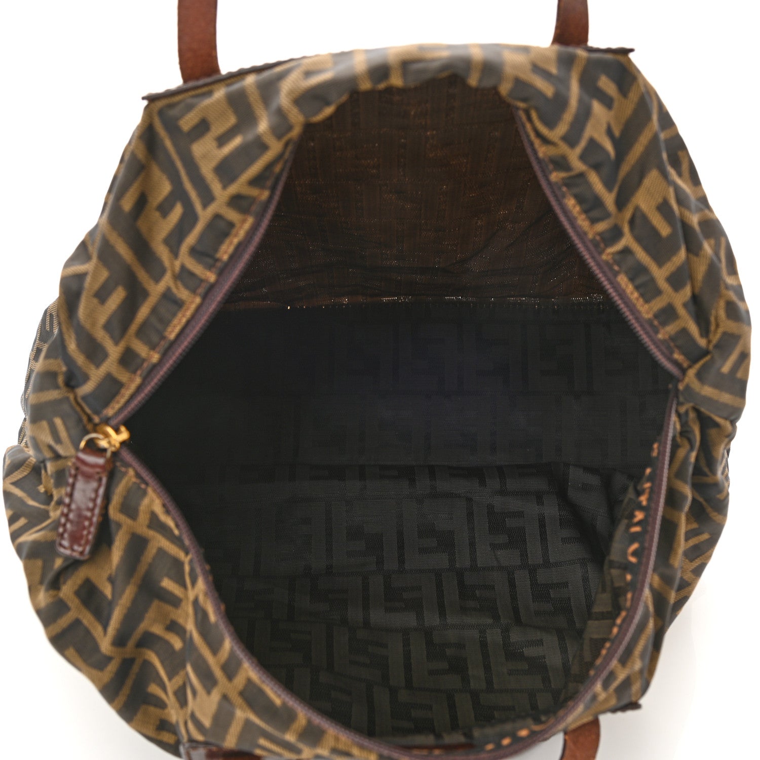 Fendi Zucca Calfskin Large Shopper Tote Tobacco 4 of 9