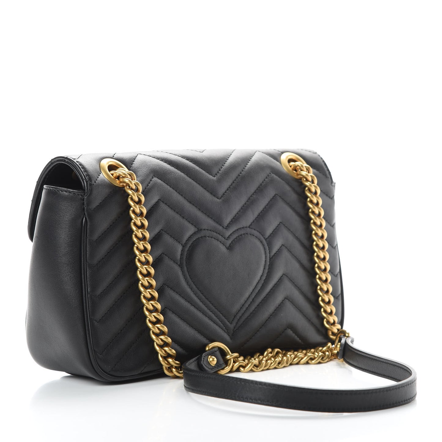 Calfskin Matelasse Small GG Marmont Shoulder Bag Black