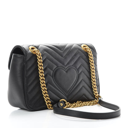 Gucci Calfskin Matelasse Small GG Marmont Shoulder Bag Black 4 of 14