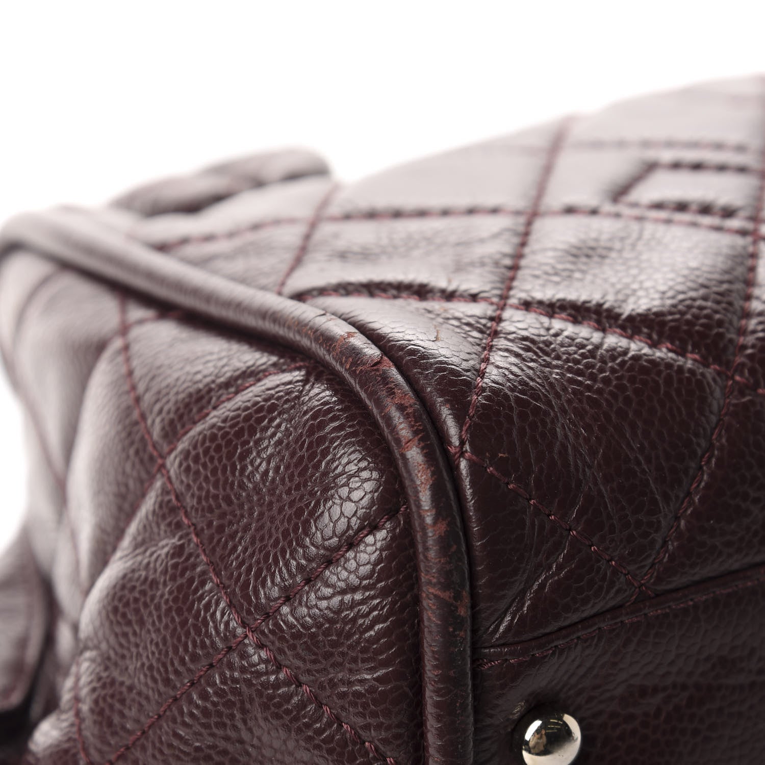 Chanel Caviar Quilted CC Timeless Bowler Burgundy 9 of 16