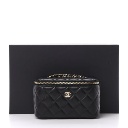 Chanel Lambskin Quilted Small Vanity Case With Chain Black 11 of 11
