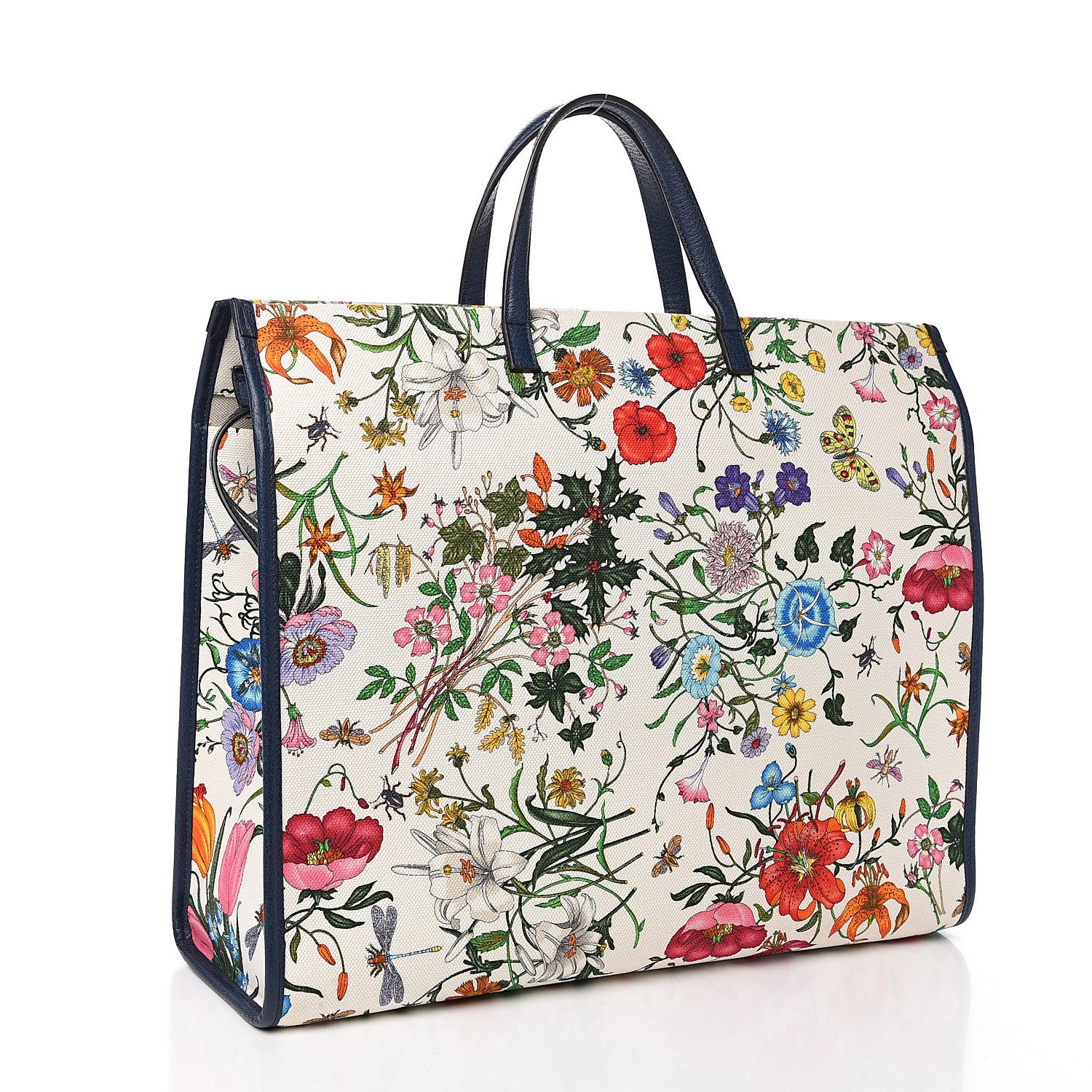Gucci Canvas Large Flora Tote Navy Multicolor 2 of 9
