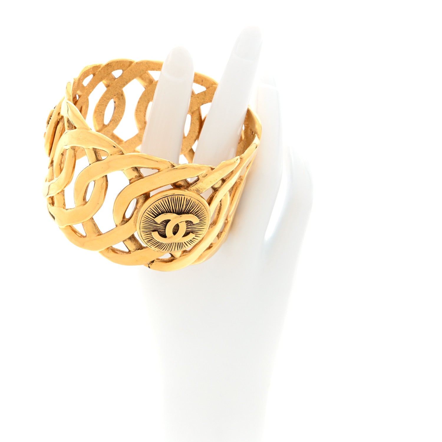 Chanel Metal CC Sunburst Cuff Gold 2 of 4