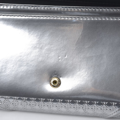 Christian Dior Metallic Patent Micro-Cannage Diorama Croisiere Chain Wallet Silver 11 of 11
