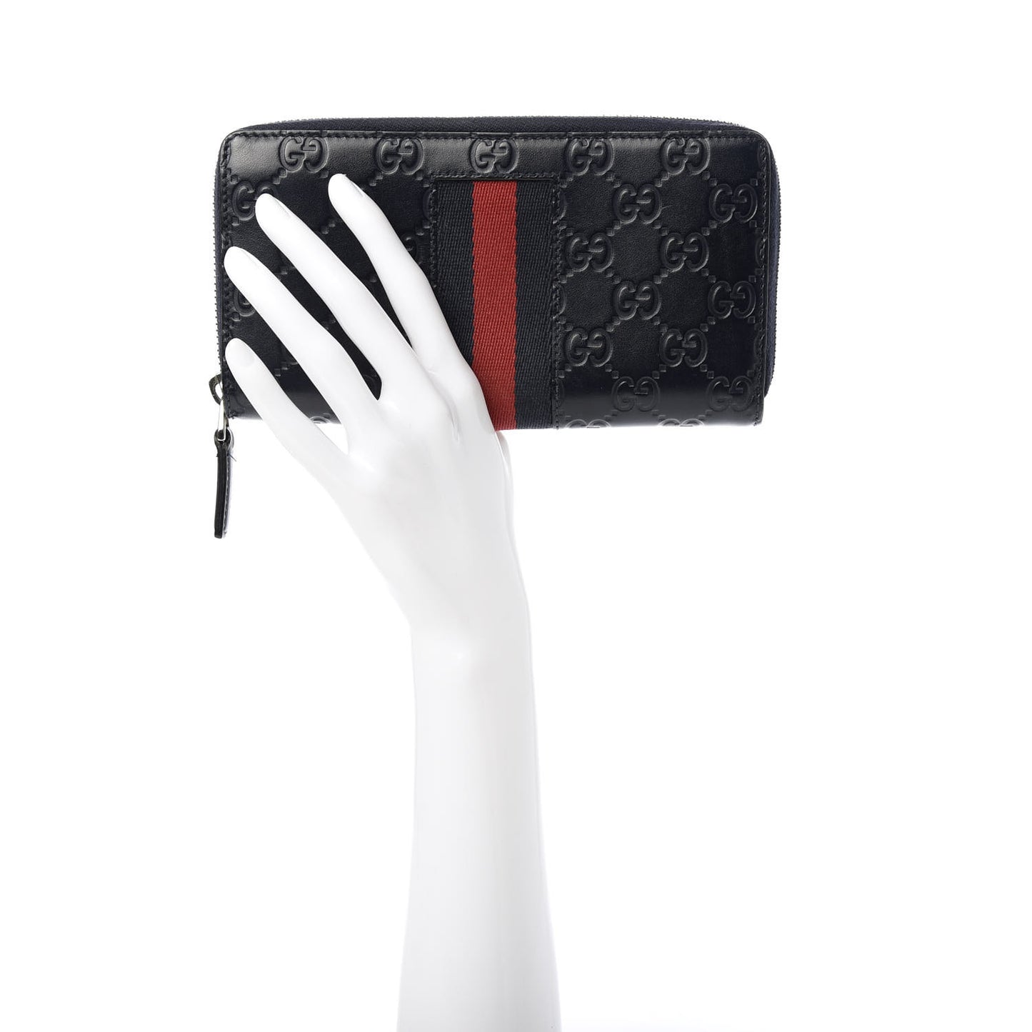 Guccissima Web Zip Around Wallet Black