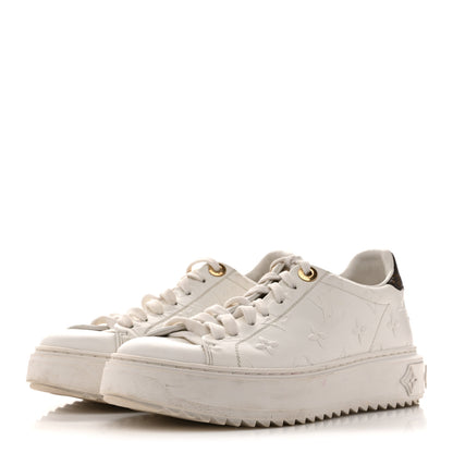 Louis Vuitton Lambskin Embossed Monogram Time Out Sneakers 35  White 4 of 13