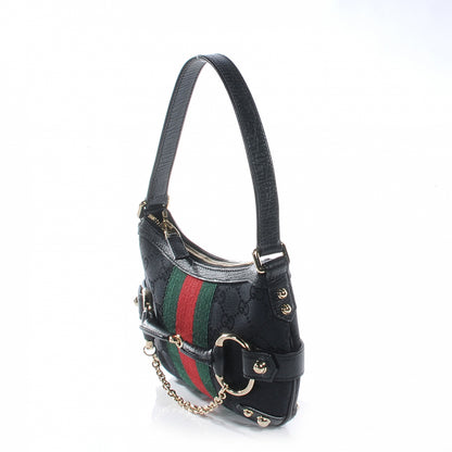 Gucci Monogram Small Horsebit Web Handbag Black 3 of 8