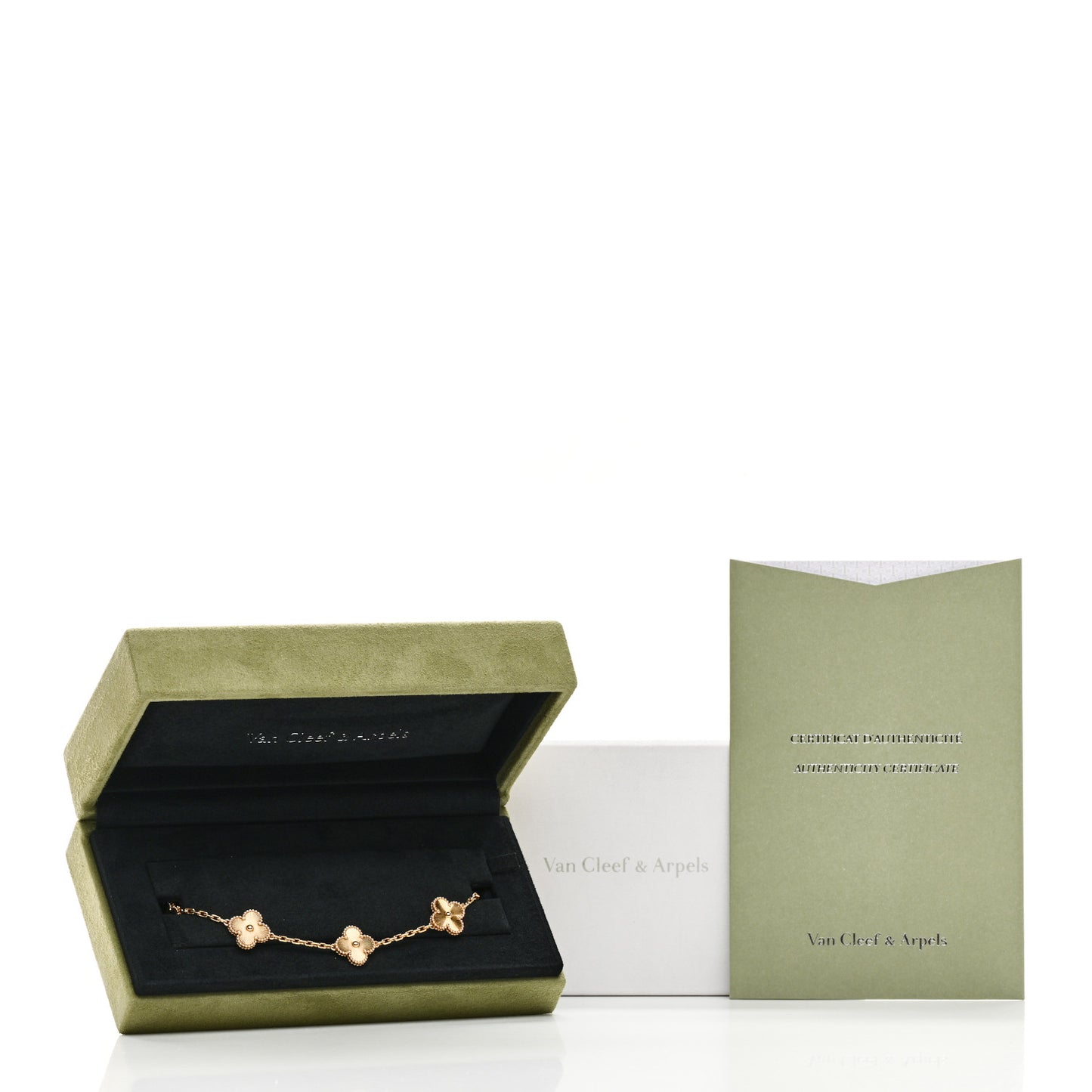 18K Yellow Gold 5 Motifs Guilloche Vintage Alhambra Bracelet