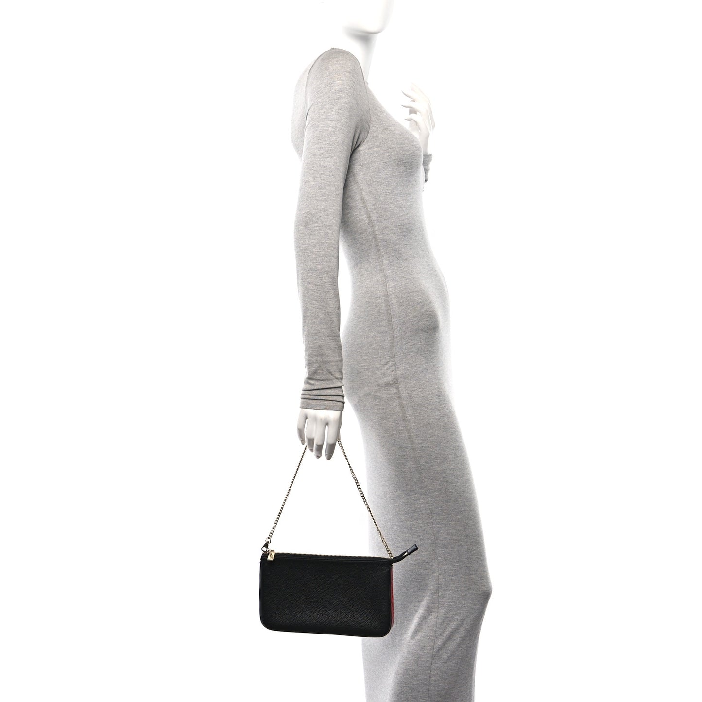 Calfskin Loubila Chain Clutch Black