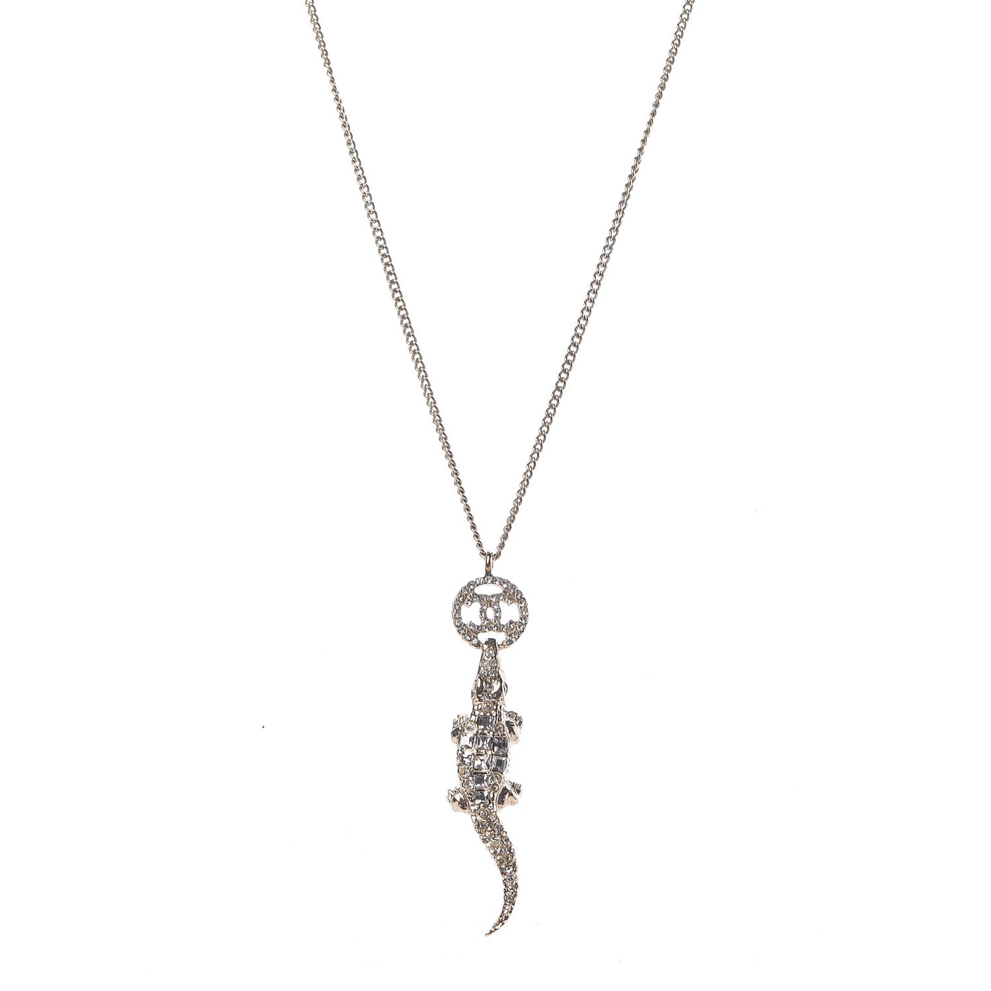 Crystal CC Alligator Necklace Gold