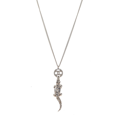 Chanel Crystal CC Alligator Necklace Gold 1 of 6