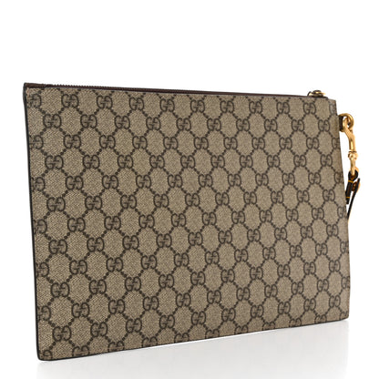 Gucci GG Supreme Monogram Neo Vintage Zip Wristlet Pouch Beige New Acero Crop 3 of 9