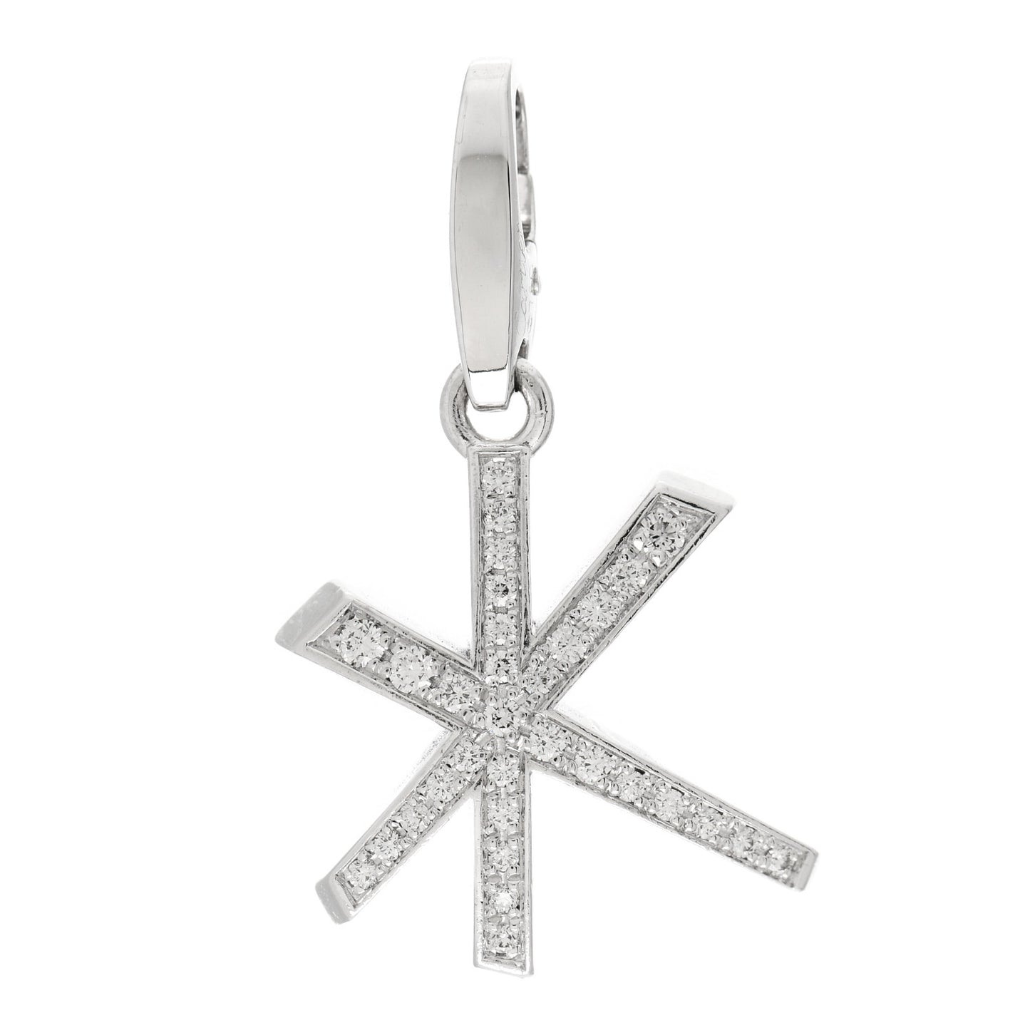 18K White Gold Diamond Star Charm