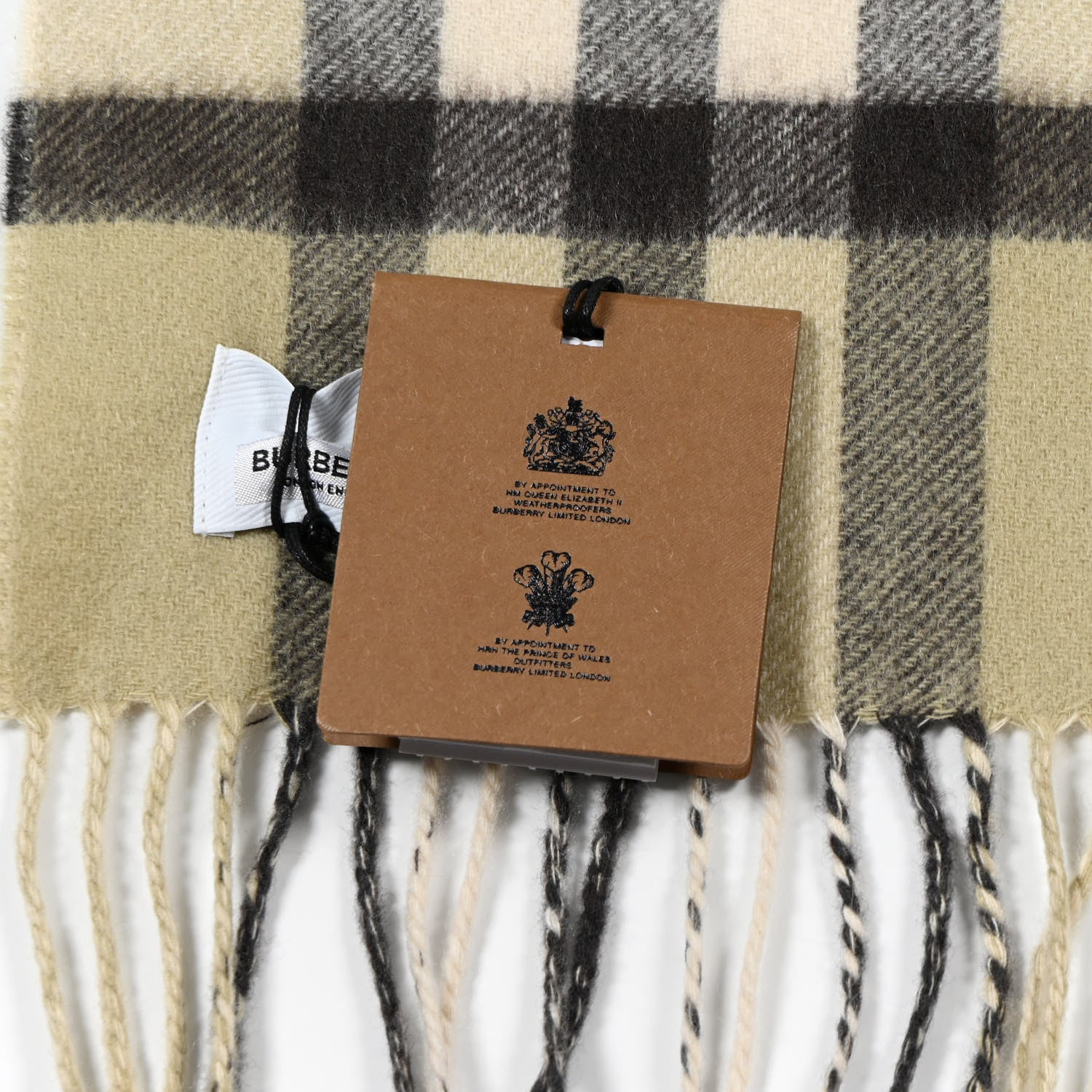 Burberry Cashmere Contrast Check Fringe Scarf Stone Hunter 3 of 5