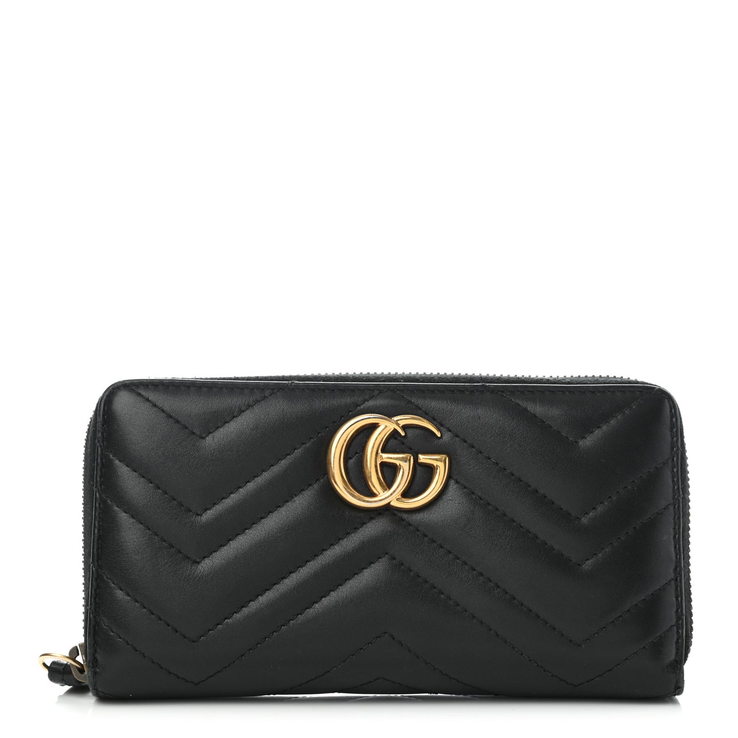 Calfskin Matelasse GG Marmont Zip Around Wallet Black