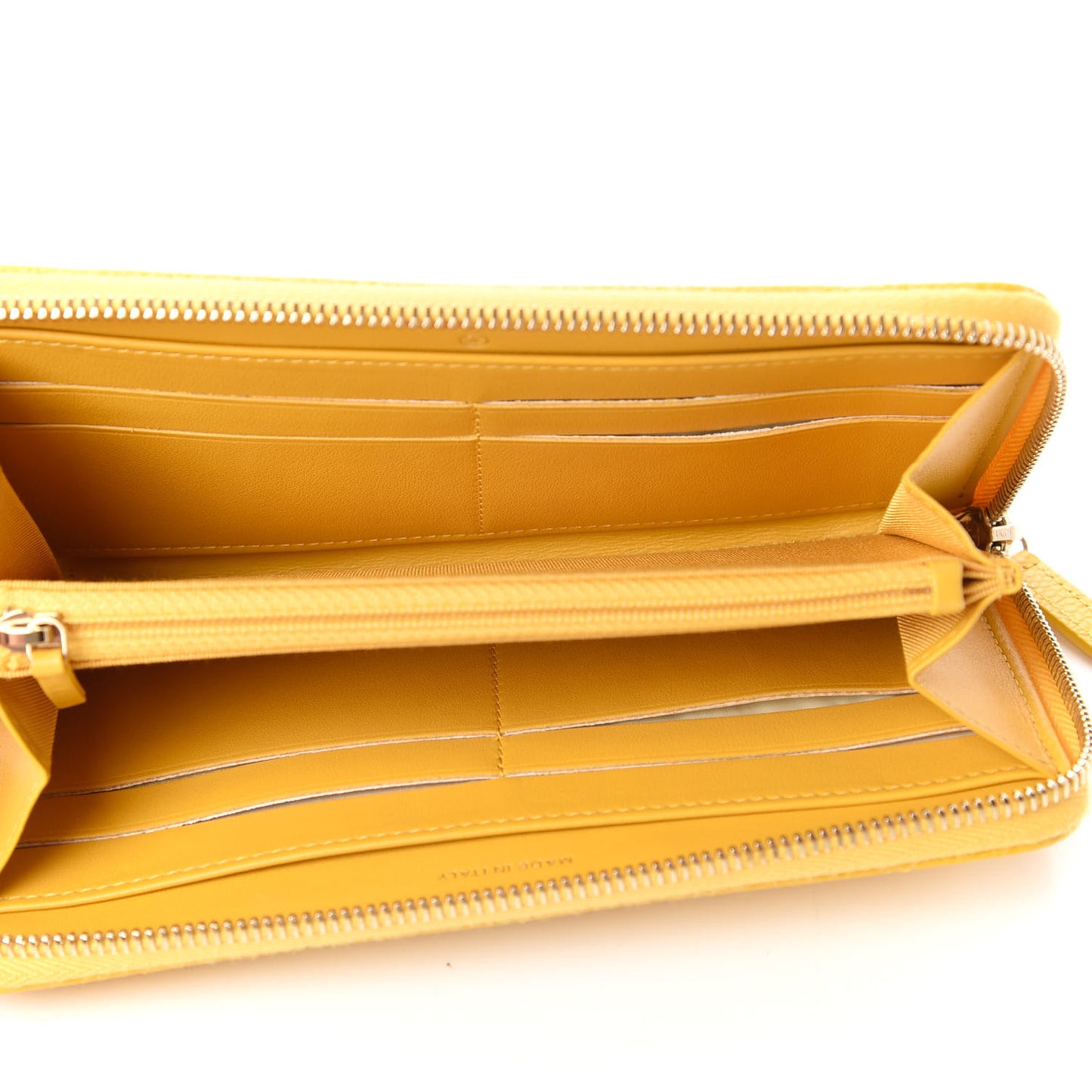 Caviar Quilted Large Gusset Zip Around Wallet Yellow