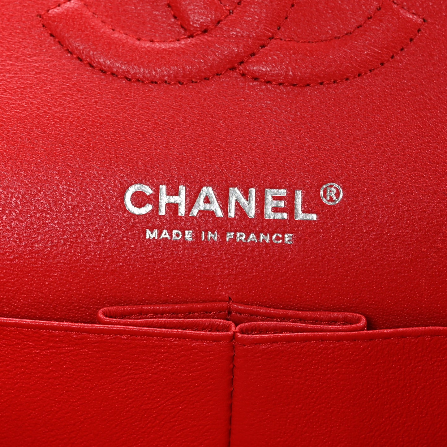 Patent Calfskin Quilted Bi-Color Medium Double Flap Red Black
