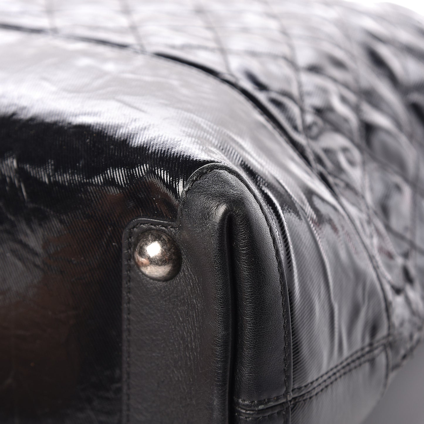 Calfskin Coated Canvas Quilted Tote Black