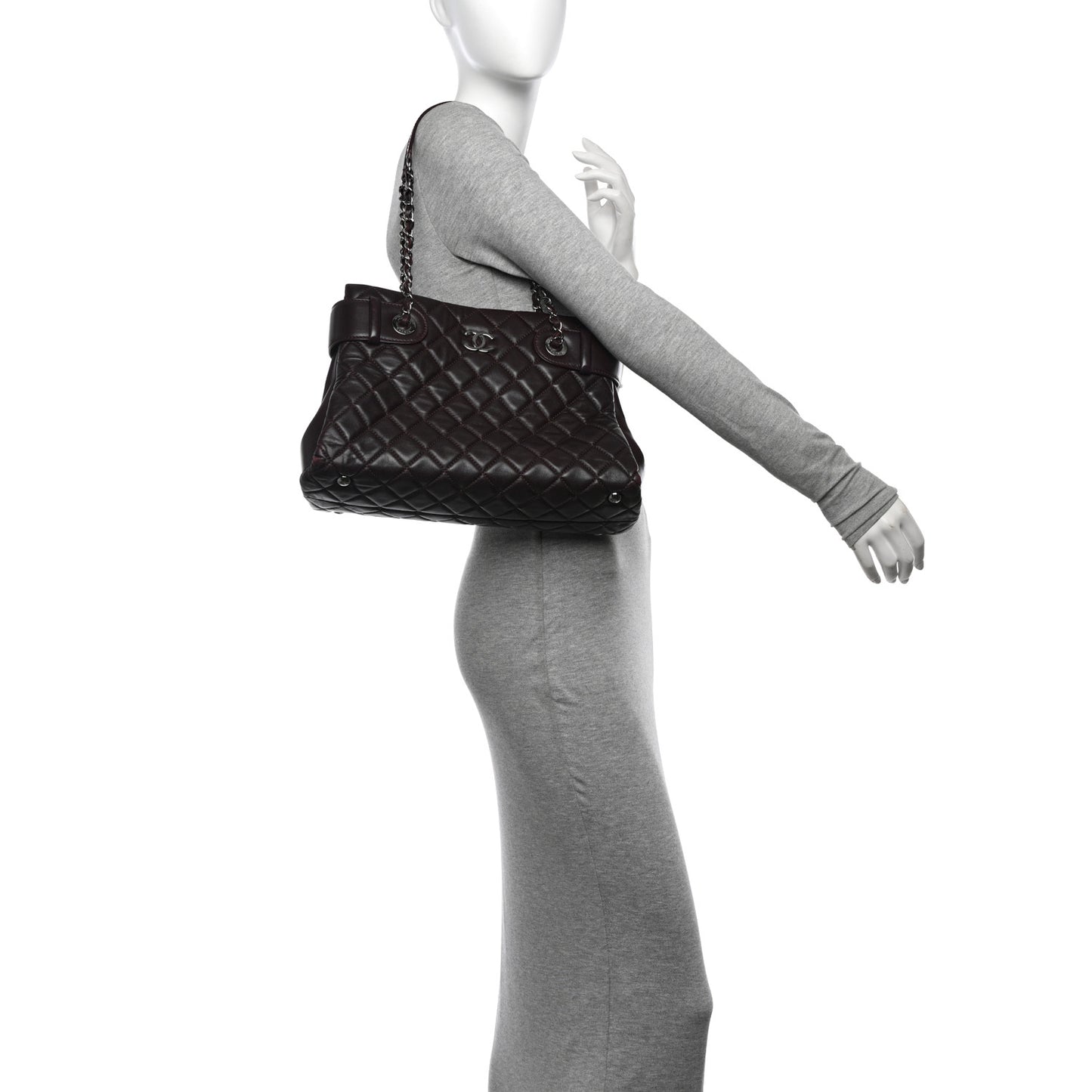 Lambskin Quilted Small Coco Loop Tote Burgundy