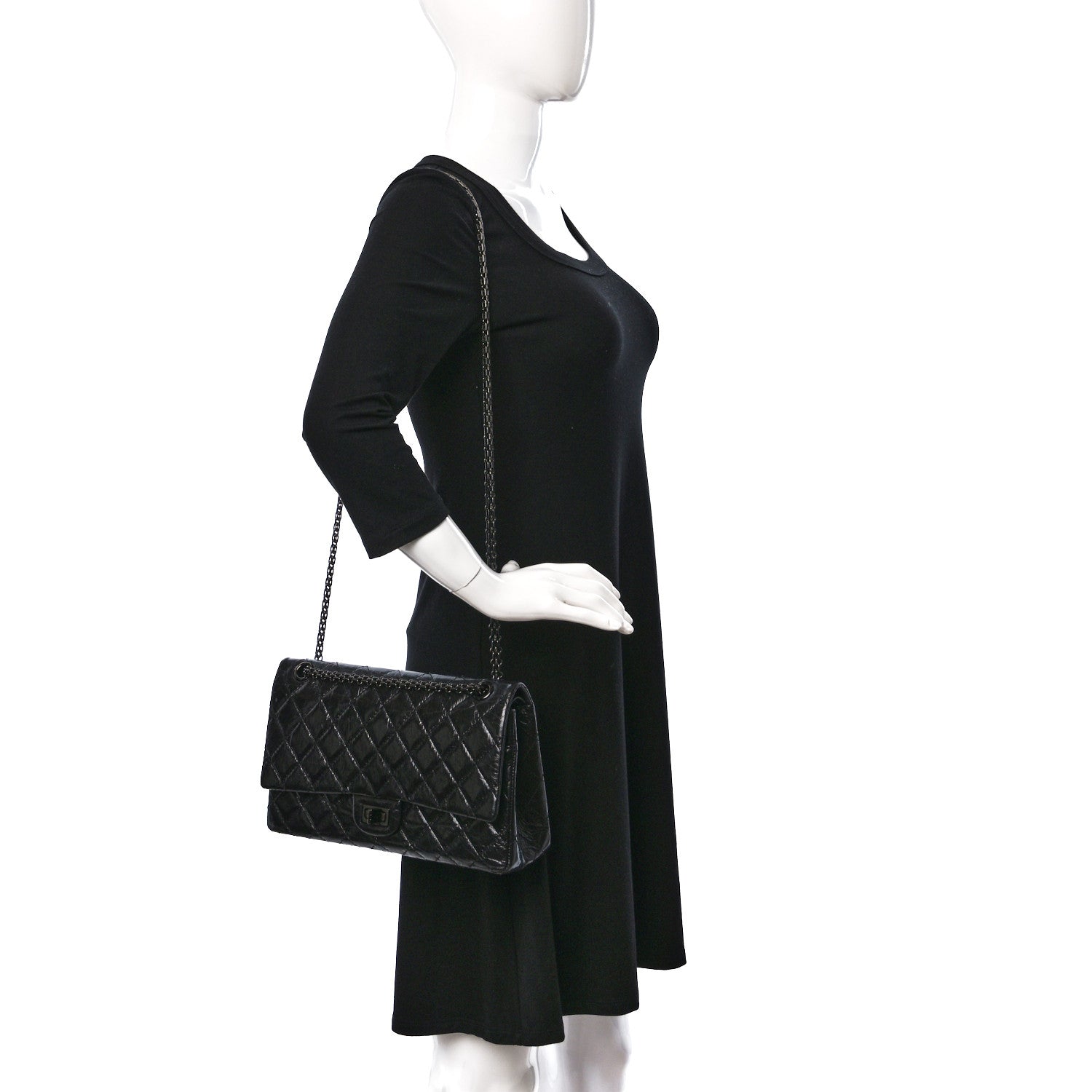 Chanel Glazed Calfskin Quilted 2.55 Reissue 226 Flap So Black 2 of 10
