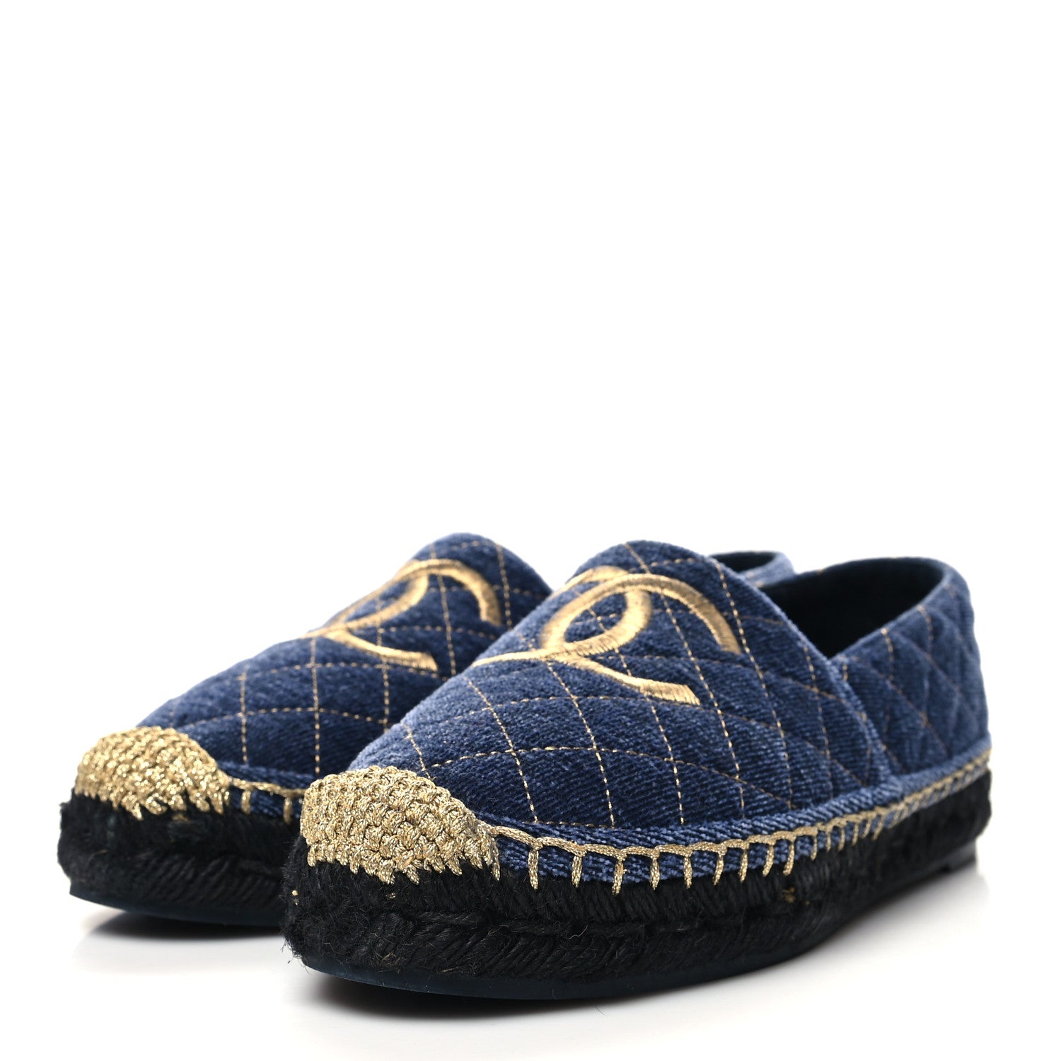 Chanel Fabric Biarritz CC Espadrilles 39 Blue 3 of 9