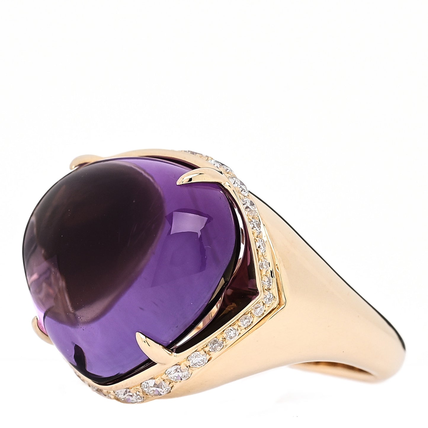 18K Yellow Gold Diamond Amethyst Sassi Ring 55 7.25