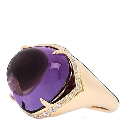 Bulgari 18K Yellow Gold Diamond Amethyst Sassi Ring 55 7.25 3 of 7