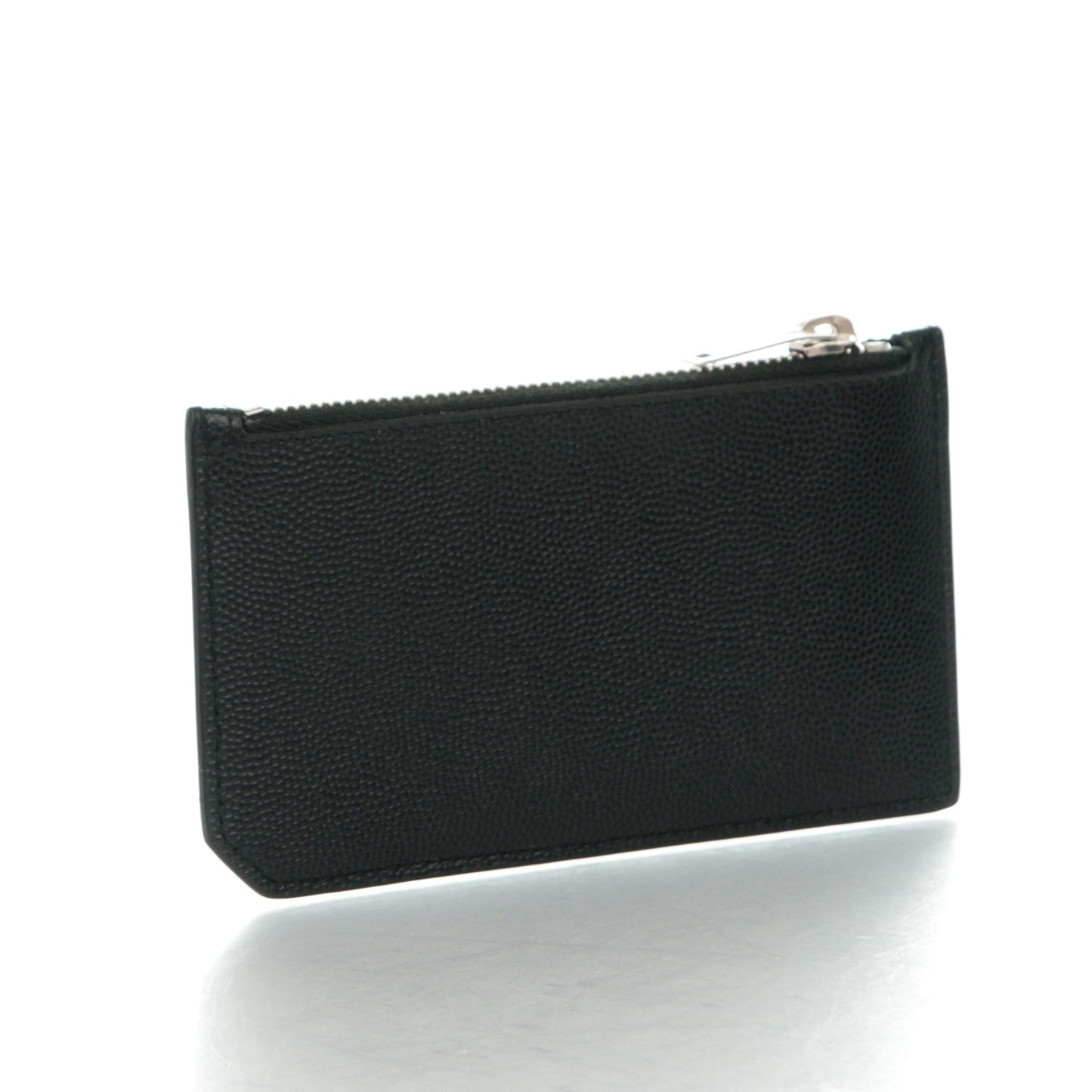 Grained Calfskin 5 Fragments Zip Pouch Card Holder Black