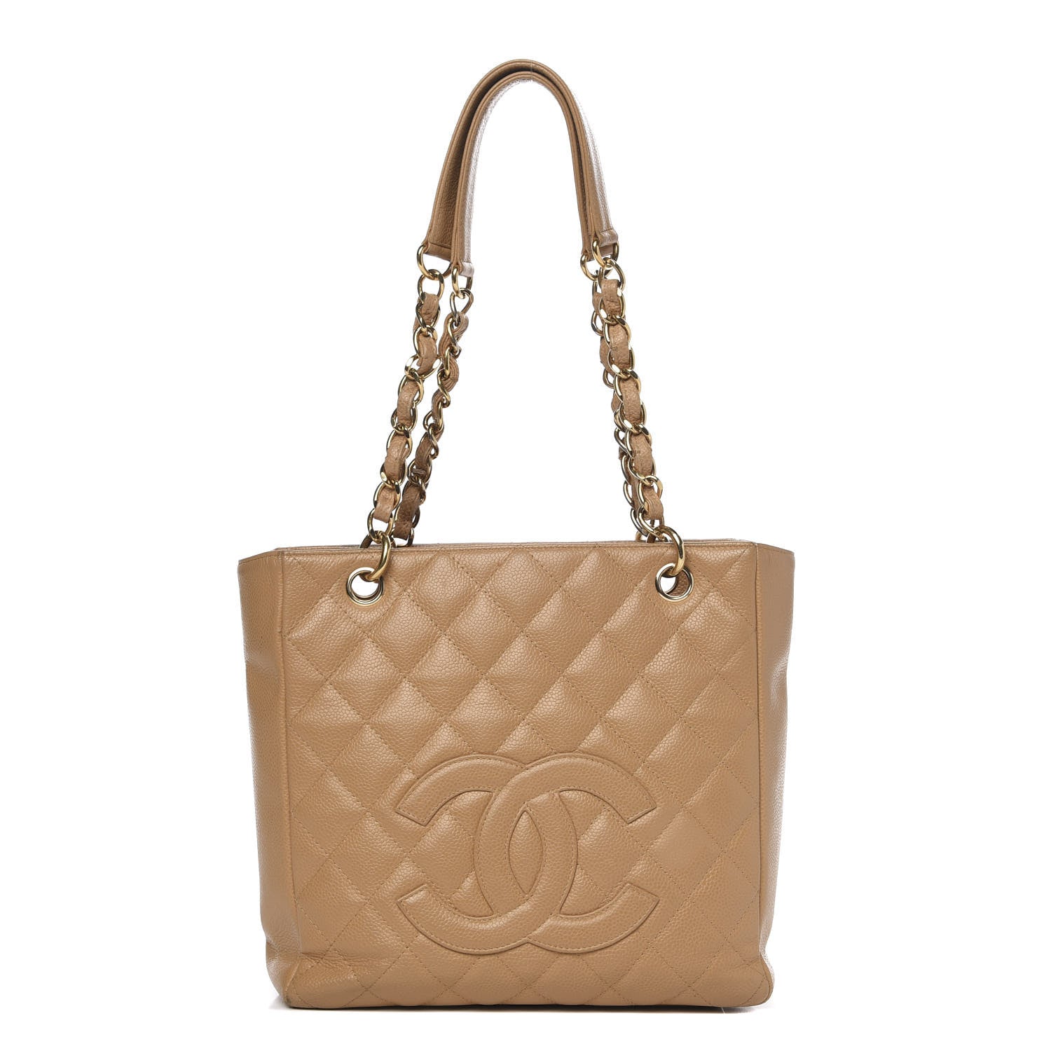 Chanel Caviar Quilted Petit Shopping Tote PST Dark Beige 1 of 17