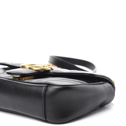Gucci Calfskin Matelasse Mini GG Marmont Shoulder Bag Black 7 of 12