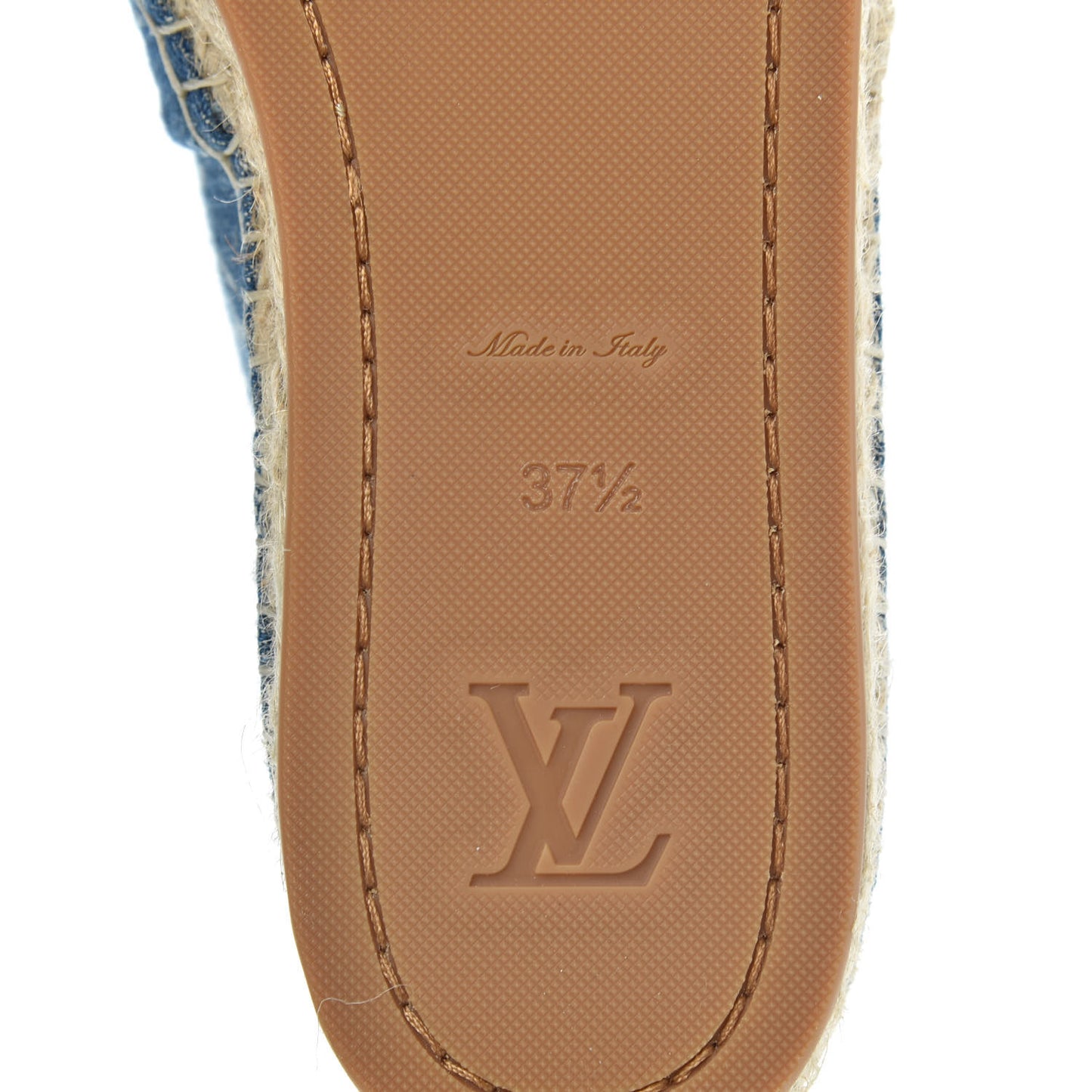 Monogram Denim Starboard Espadrille Flats 37.5 Blue