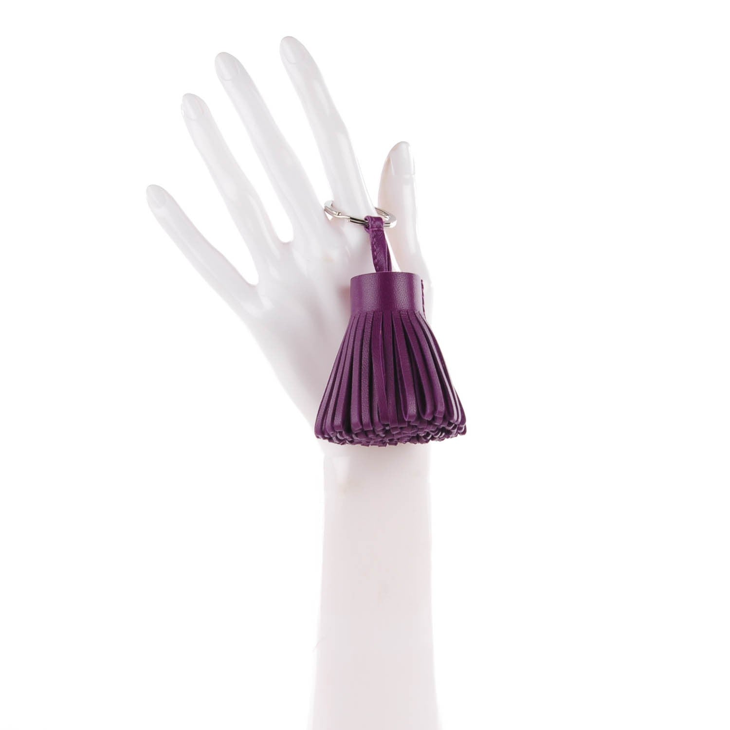 Hermes Lambskin Carmen Tassel Key Holder Anemone 2 of 5