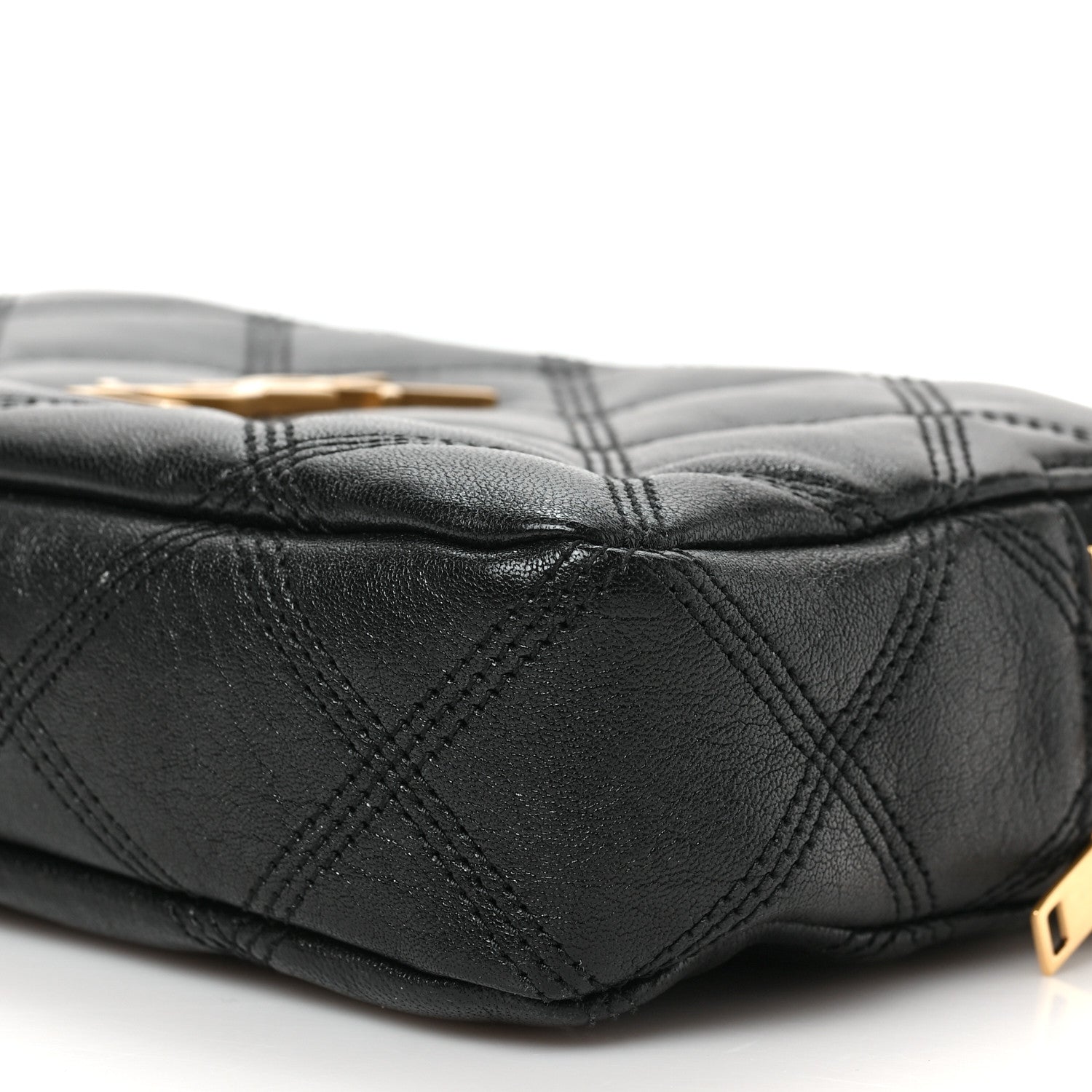 Saint Laurent Grained Lambskin Quilted Mini Becky Double Zip Bag Black 8 of 8