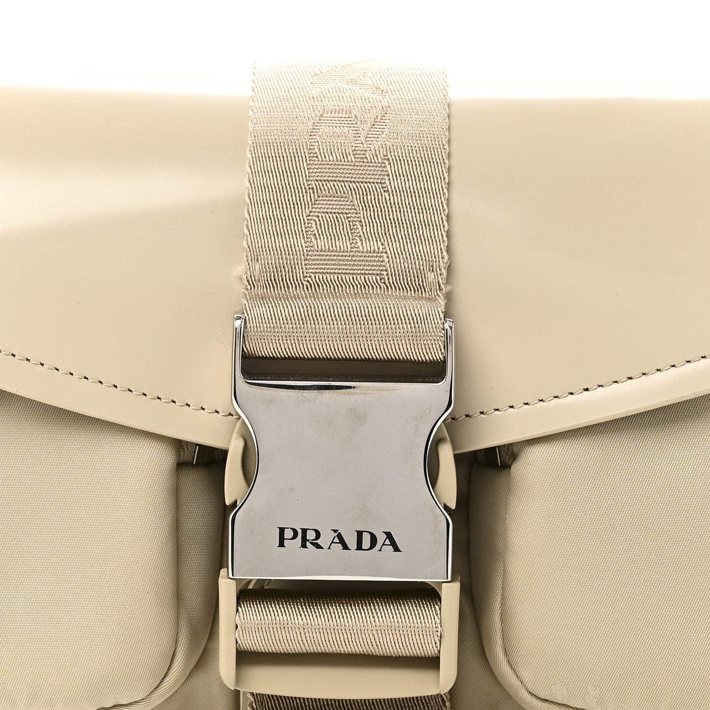 Re-Nylon Spazzolato Double Pocket Buckle Shoulder Bag Deserto