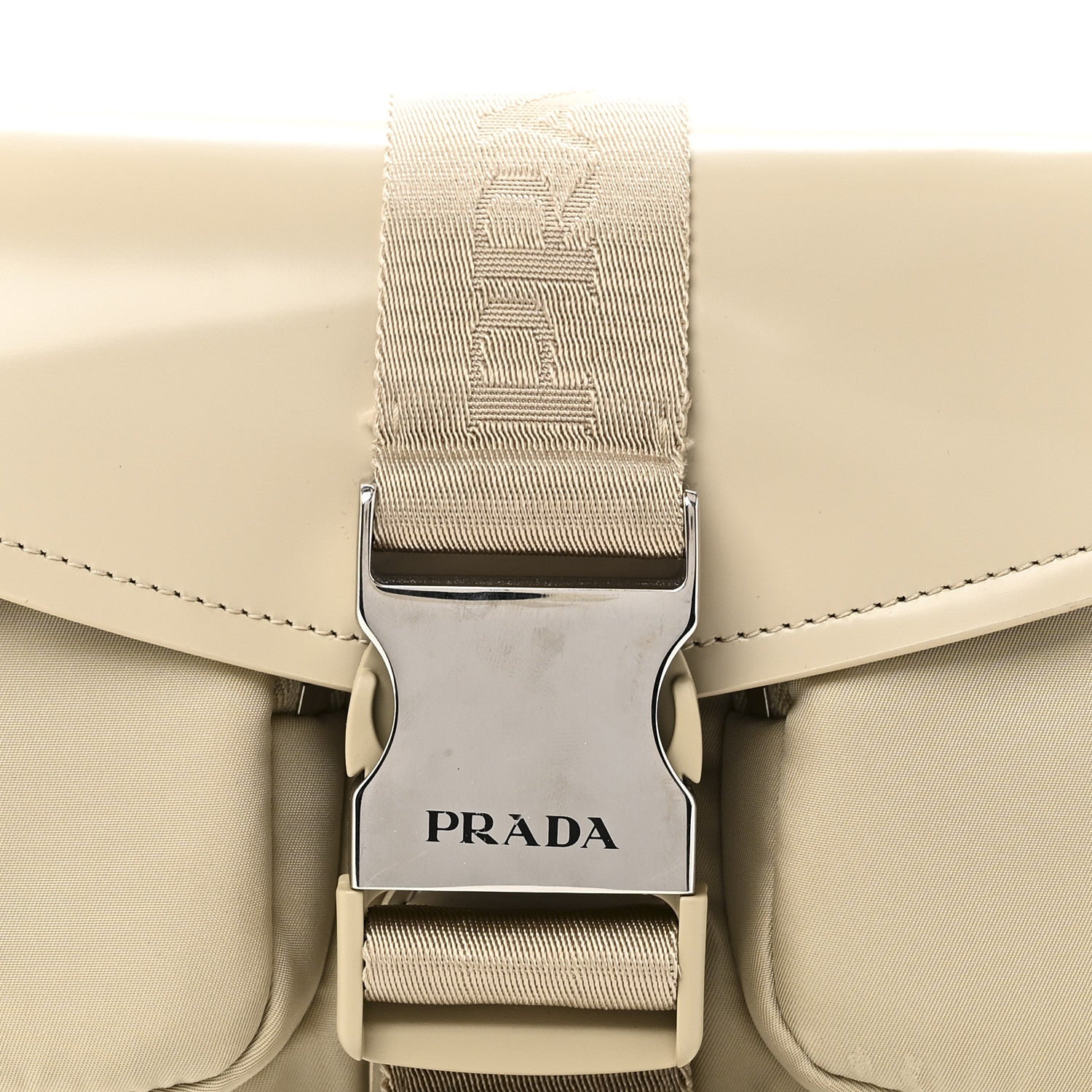 Prada Re-Nylon Spazzolato Double Pocket Buckle Shoulder Bag Deserto 7 of 10