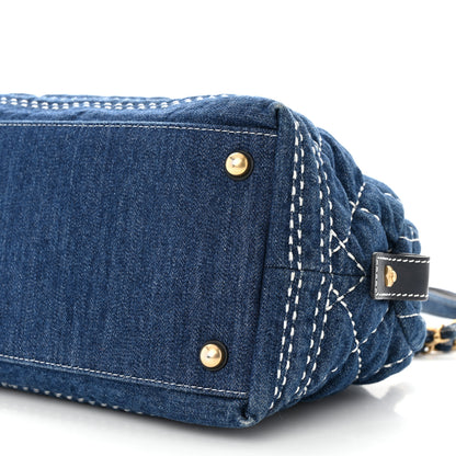 Chanel Denim Quilted CC Denim Trip Bowling Bag Blue 10 of 11