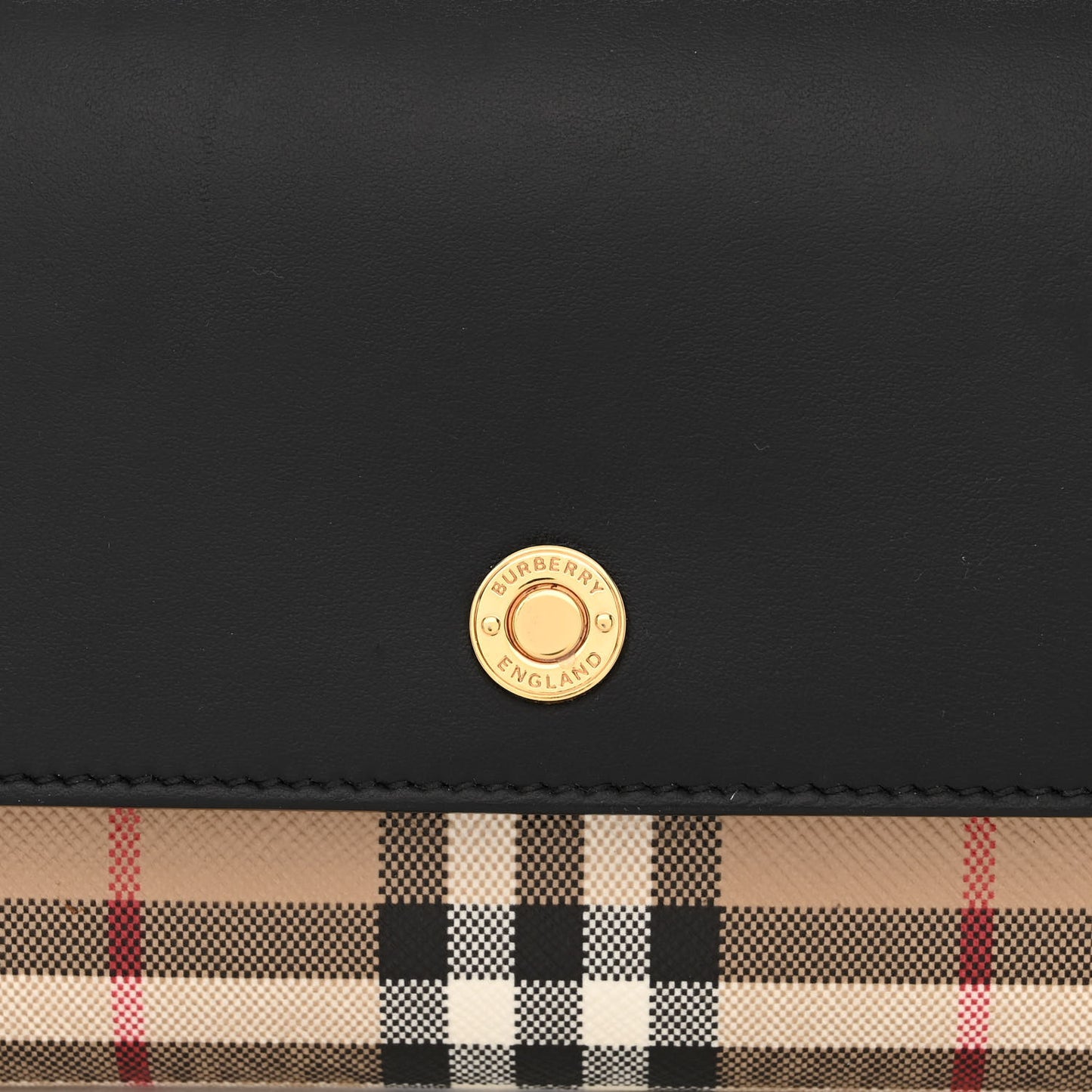 Calfskin Vintage Check Hannah Wallet with Detachable Strap Black
