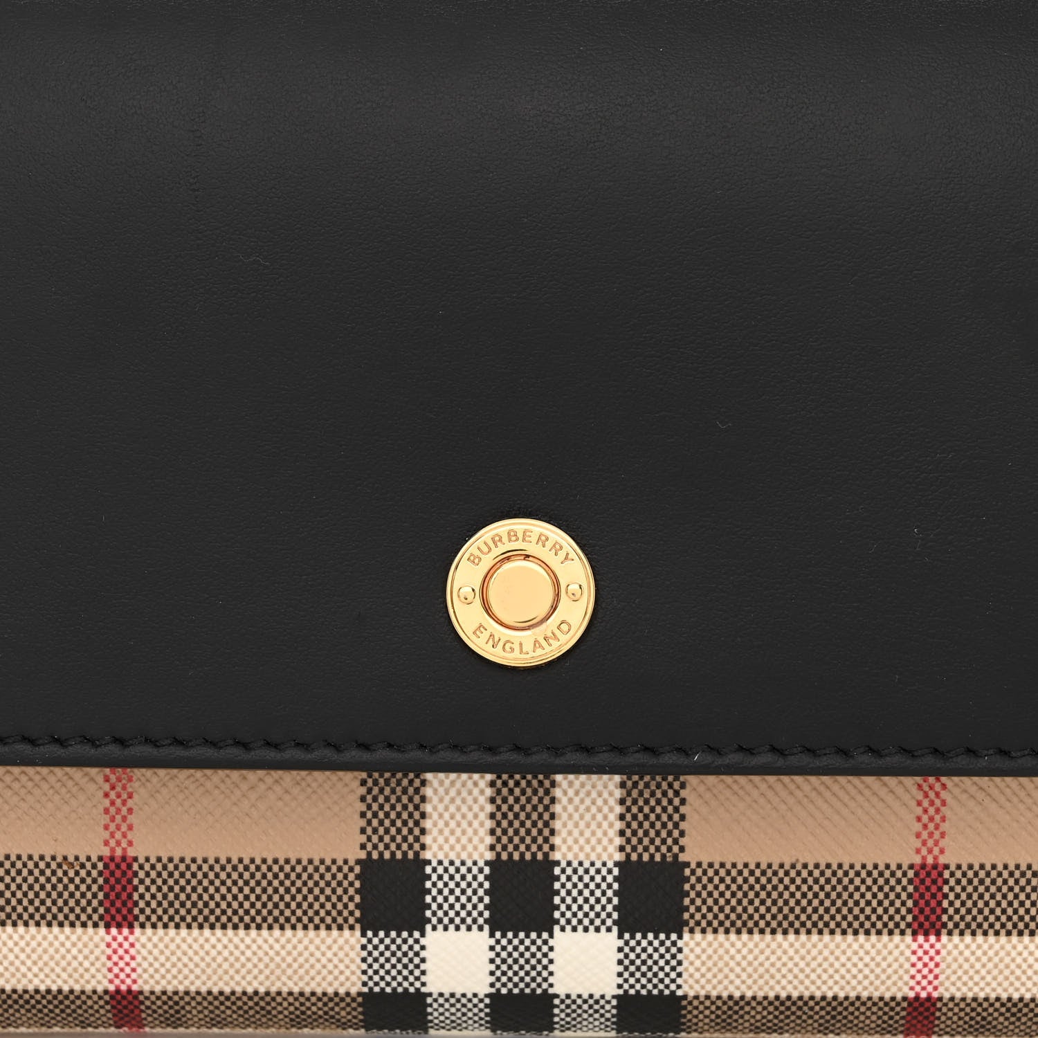 Burberry Calfskin Vintage Check Hannah Wallet with Detachable Strap Black 9 of 11