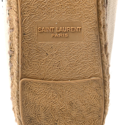 Saint Laurent Canvas Elba Logo Embroidered Espadrilles 38 Panna 6 of 8