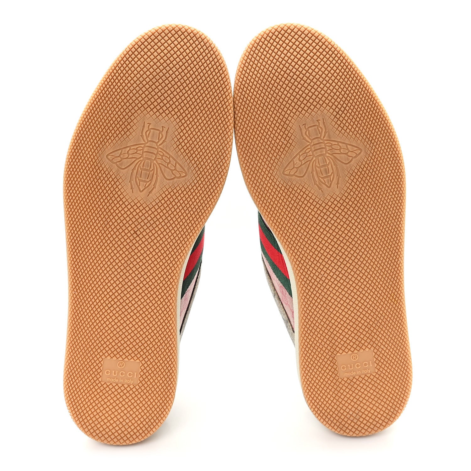 Gucci GG Supreme Monogram Harness Calfskin Web Womens Screener Sneakers 39 Beige Ebony Rosso Harness Brown 6 of 9